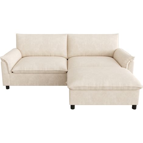 Modulares Ecksofa aus beigem Chenille mit beweglichem Hocker MODENUIT (1/5)