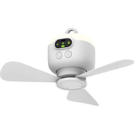 Ventilateur de tente portable d'extérieur avec lampe de nuit, chargement USB et longue autonomie, idéal pour la maison, le dortoir ou comme lampe de plafond. (1/5)