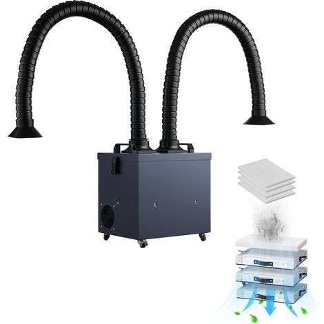 Mophorn Estrattore di Fumi di Saldatura da 380 m³/h con Doppi Tubi Flessibili, Assorbitore di Fumi di Saldatura Senza Spazzole da 275 W con Filtri a 4 Stadi e 10 Velocità (1/5)