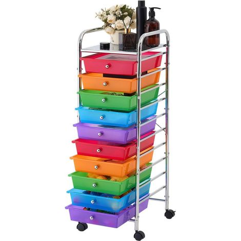 10 Tiroirs Multicolores pour un Espace Sans Désordre : Desserte de Rangement Mobile pour Bureau, Chambre et Studio (1/5)