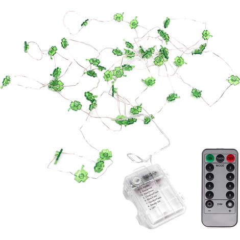 Guirlande lumineuse trèfle à 4 feuilles 50 LED décorative artisanale pour fêtes intérieures et extérieures, 5 mètres, chaîne lumineuse festive (1/5)