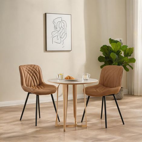 Lot de 2 chaises de salle à manger en simili cuir beige clair 64 (1/5)