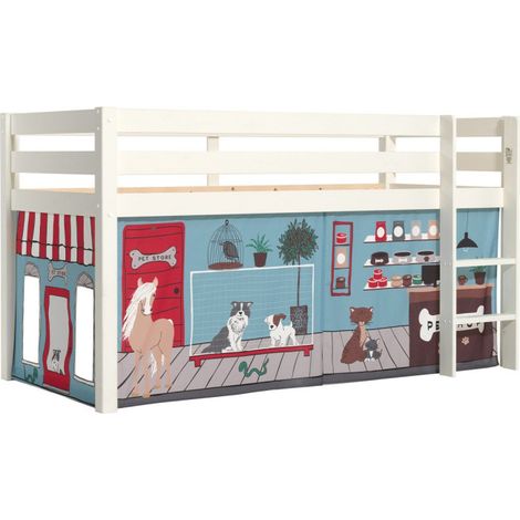 Lit Enfant Surélevé "Pino Pet Shop" Blanc (1/2)