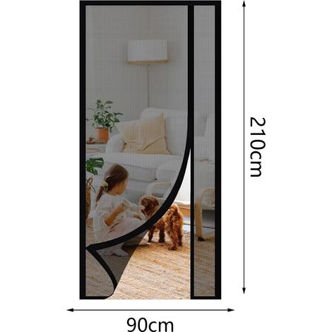 ZHIJIA PREMIUM 1 moustiquaire de porte magnétique fibre de verre anti-griffes chat ouverture latérale 90x210 cm - protection insectes (1/5)