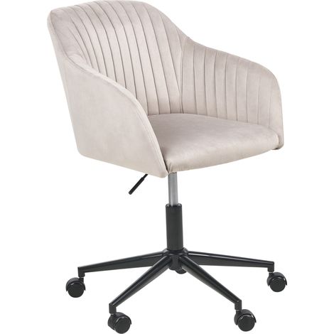 Silla de oficina de terciopelo gris pardo negro giratoria altura acolchado Venice