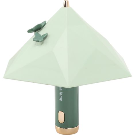 Lampe de chevet LED en forme de parapluie, rechargeable par USB, 3 niveaux d'intensité, idéale pour la lecture et l'apprentissage dans la chambre, batterie 500 mAh, verte. (1/5)