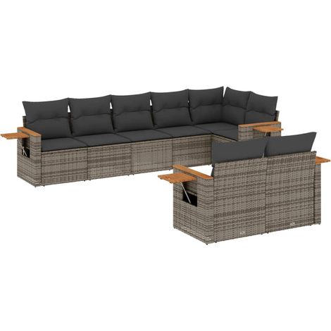 Maison Exclusive - 8-tlg. Garten-Sofagarnitur mit Kissen Grau Pol (1/3)