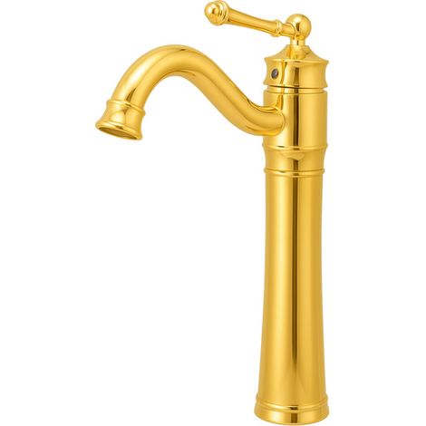 Mitigeur lavabo rétro haut Adelita Silla, robinet salle de bain en laiton, économie d’eau, design vintage, Doré (1/4)
