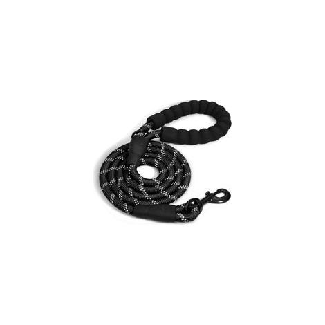 Laisse en nylon avec fils réfléchissants, 150 cm, noire, pour chien – (1/5)