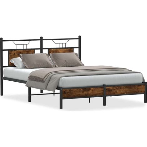Maison Exclusive - Cadre de lit sans matelas chêne fumé 140x190 cm bois ingénierie (1/5)