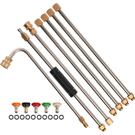 Gutter Cleaner Rod Kit for Pressure Washer 6 Straight Stainless Steel 4000PSI (1/5)