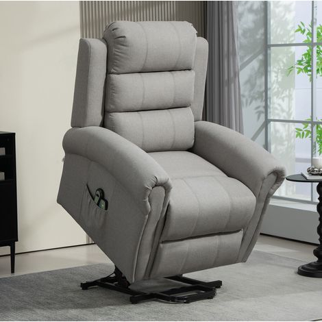 Sillón relax eléctrico gris claro de espuma con ayuda para levantarse, masaje, calor y función reclinable (1/5)