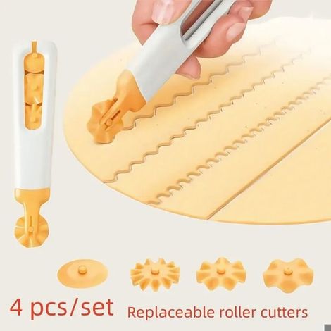 Set de 4 roulettes à pâtisserie — Moules roulants pour la cuisson et la découpe décorative de la pâte (1/5)