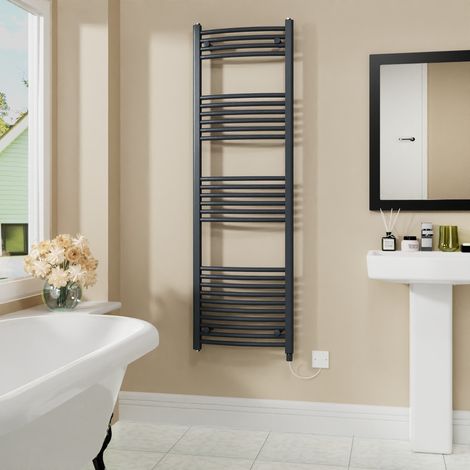 WarmeHaus Electric Curved Bathroom Radiator Anthracite 1600x500mm