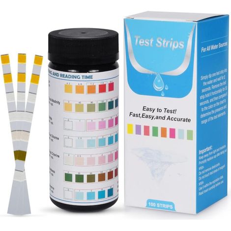 Bandelettes de Test pour Piscine, 7 en 1 Testeur Bandelette Piscine, bandelettes test piscine, Lot de 100 bandelette Test pour piscine, spa, jacuzzi, piscine, eau claire (1/5)
