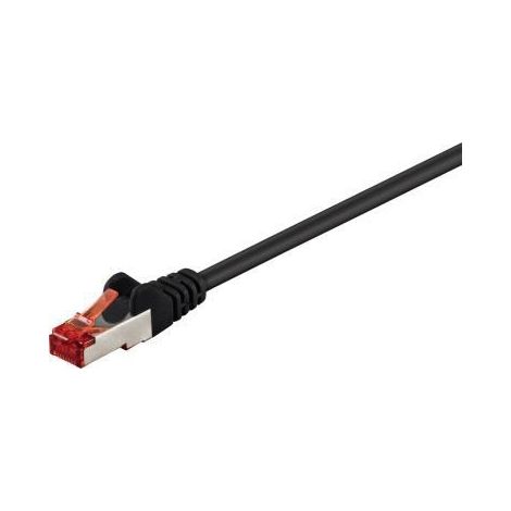 CAT 6 Patchkabel, S/FTP (PiMF), schwarz, Kupferleiter (CU), halogenfreier Kabelmantel (LSZH). Kabellänge 20 m (1/3)