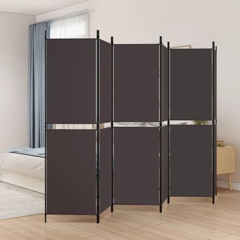 Divisorio a 6 Pannelli Marrone 300 x 180 cm in Tessuto vidaXL