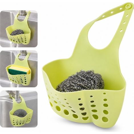 2 Pièces Panier Évier Vert Réglable en Plastique, Hauteur 10 cm, Égouttoir à Éponges Cuisine (1/5)