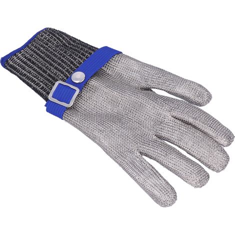 Gants de travail résistants aux coupures, en fil d'acier inoxydable, niveau de protection 5, tissés, ajustables, durables. (1/5)