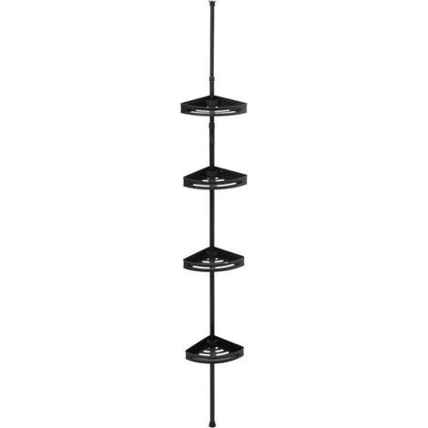 5Five Simply Smart – Étagère de douche télescopique 240cm en aluminium noir – 4 niveaux – Hauteur réglable 180-210cm – Montage facile (1/5)