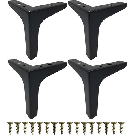 4 Pieds de Meubles Métal Diamant 17cm avec Vis - pour Canapé, Tables Basses, Placards, Armoires TV (1/5)