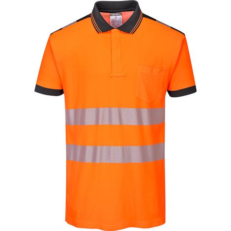 Polo manga corta de alta visibilidad PW3 tejido transpirable 2 bandas PORTWEST T180 XL Naranja/Negro (1/2)