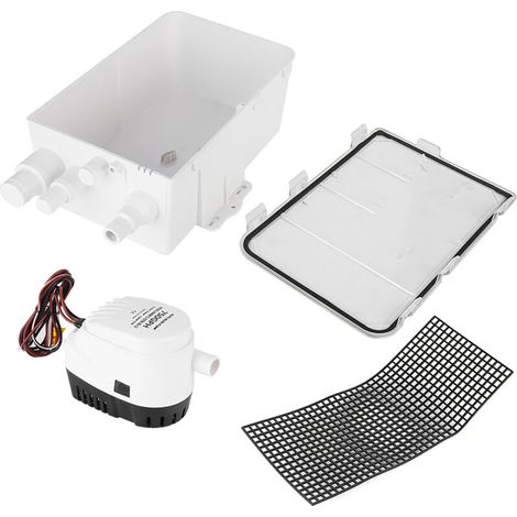 Pompe à Métaux Multiport DC 12V / 24V 750gph Pompe de Carreau de Douche Interrupteur Automatique Boîte de Drainage de Cale (12V). (1/5)