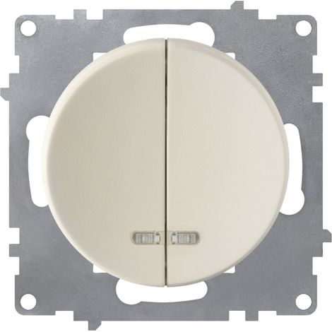 Interrupteur double, simple allumage, témoin lumineux LED, 1 voie - beige