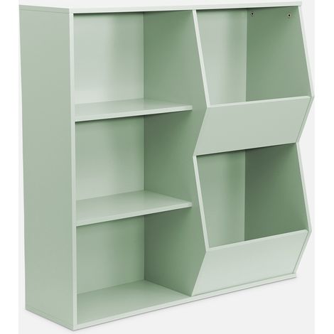 Mueble para niños, 3 estantes y 2 espacios de almacenamiento