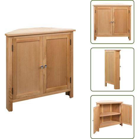 The Living Store Armadietto ad Angolo 80x33,5x78 cm in Massello di Rovere - Armadietto in legno
