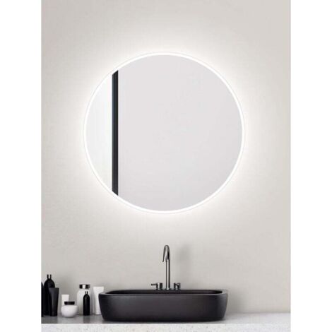 Miroir de Salle de Bain LED Rond - Diamètre : 60 cm - Miroir Mural avec éclairage - Convient aux pièces humides grâce au Corps en Aluminium - Couleur de la lumière : Blanc Neutre (1/4)