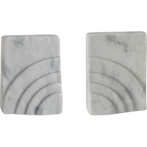 Serre-livres en marbre blanc 11x5x14cm (1/4)