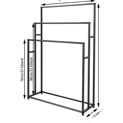 Toallero de 3 niveles, construcción robusta, color negro. (1/2)