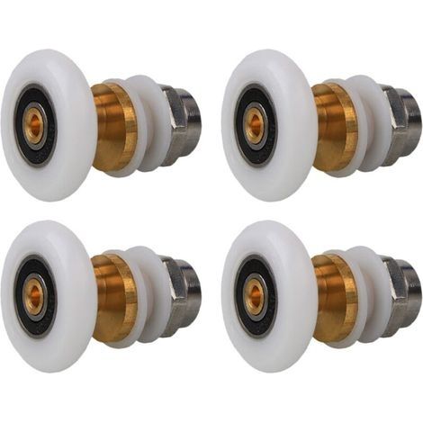 Roulettes Porte de Douche 23mm, Roulette Porte Coulissante Douche en Laiton 4 Pièces pour Rouleau pour Remplacement de Douche Coulissante Verre Porte Coureurs Rouleaux (23MM) (1/5)