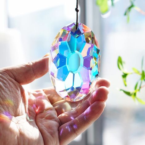 Kristallprisma-Sonnenfänger zum Aufhängen am Fenster, Regenbogenmacher, hängende Glasornamente für die Gartendekoration, 89 mm