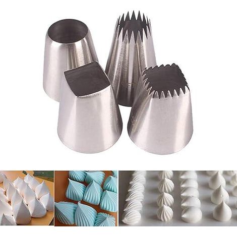 Lot de 4 douilles extra larges en acier inoxydable, douilles à pâtisserie rondes et carrées (1/5)