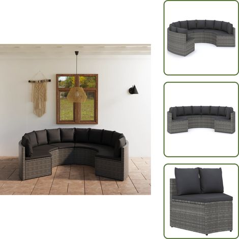 Ratán sintético - vidaXL Set de sofás de jardín 6 piezas y cojines ratán sintético gris - Sofás de exterior