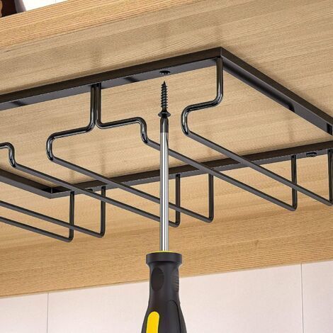 Porte-gobelet à vin en acier inoxydable à 3 niveaux Décor de table pour bar ou cuisine Noir (1/4)