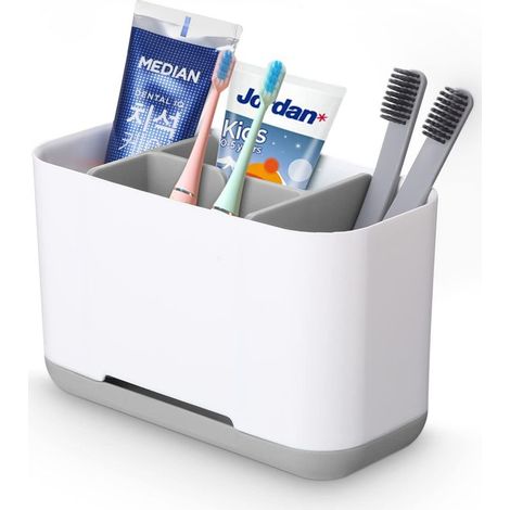 Porta spazzolino elettrico e porta tubetto di dentifricio rimovibile, supporto multifunzione per dentifricio (bianco) (1/5)