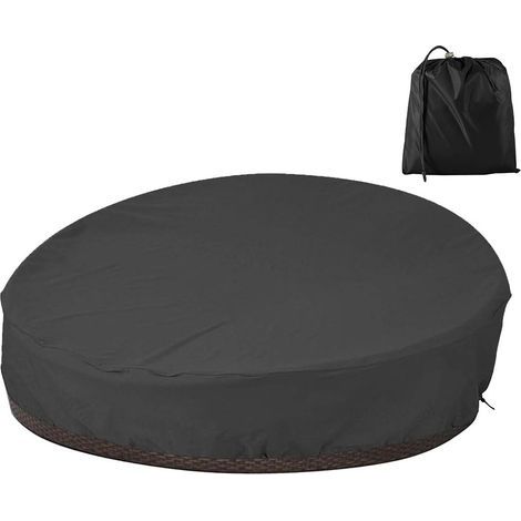 Housse de Protection Canapé Lit Rond Imperméable, Couverture de Canape-Lit en Oxford 210D Solide et Durable, Housse de Protection Salon de Jardin Anti-UV Pluie Vent (Noir) (1/5)
