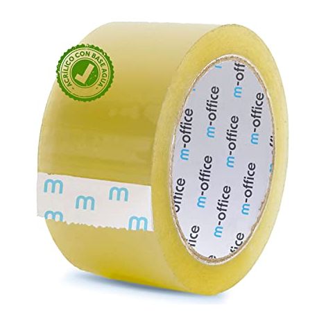 m-office Cinta Adhesiva Transparente, Cinta de Embalar Adhesiva para Embalaje de Cajas, Envíos, Mudanzas y Manualidades, Precinto Transparente Seguro y Resistente (48mmx66m, x1) (1/3)