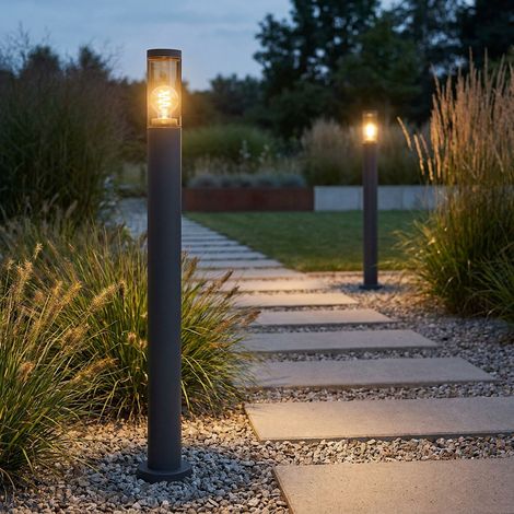 2x LED Lampadaire extérieur Lampe de jardin IP44 Anthracite Acier inoxydable H 110 cm (1/5)