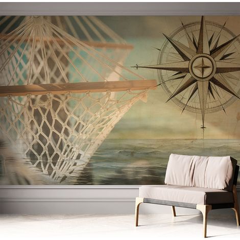 Papier peint adhésif décoratif pour chambre et salon Design moderne à poser facilement Détente au bord de la mer 312x219 cm (1/5)