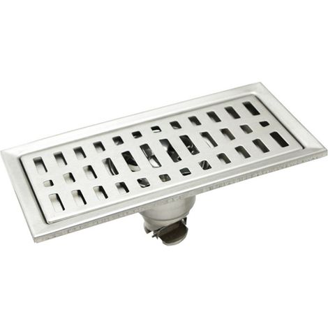 Desagüe de ducha rectangular, desagüe de suelo, desagüe de baño, ducha, cocina, desagüe de pelo, acero inoxidable, 20 x 10 cm (1/4)