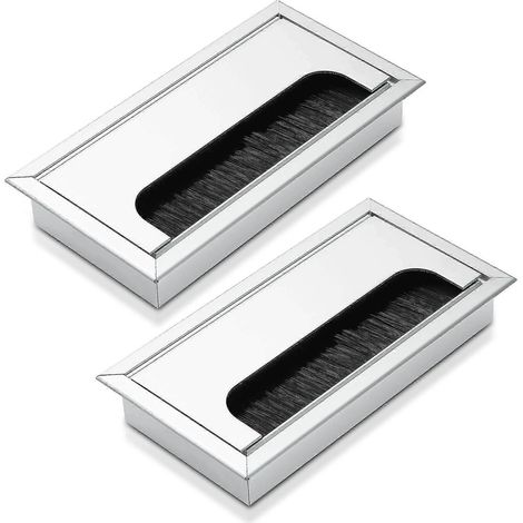 Passe-câbles en aluminium, œillets carrés 160 x 80 mm pour la gestion des câbles d'ordinateur de bureau - argent (1/5)