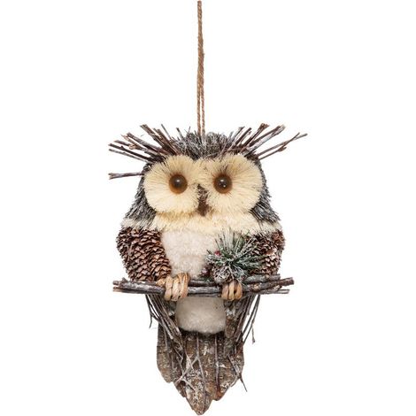 Déco de Noël à suspendre Hibou sur une Branche H 28 cm - Feeric Christmas