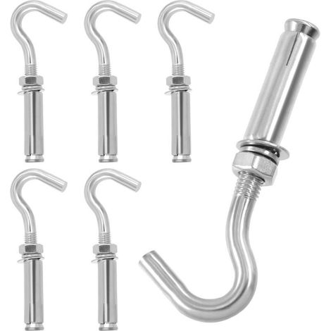 Lot de 6 crochets d'extension M10 en acier inoxydable 304, crochets muraux en béton, crochets robustes pour béton, brique et pierre (1/4)
