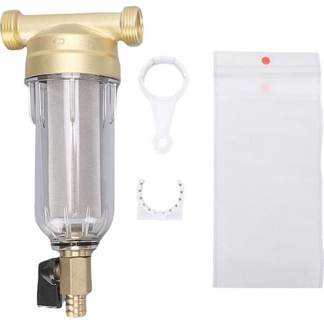 Filtre à sédiments anti-calcaire pour maison entière type rotatif avec auto-nettoyage pré-filtre pour lave-linge filetage mâle G3/4 femelle G1/2 (1/5)