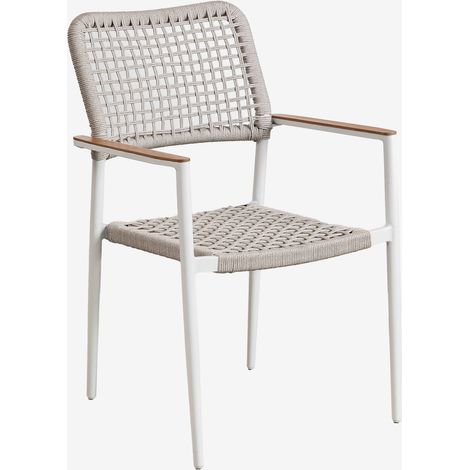 Set di 4 sedie da giardino impilabili con braccioli in alluminio e corda intrecciata Nediam SKLUM            