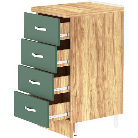 Cassettiera per Cucina Mobile Mobiletto 4 Cassetti in Legno Colore Verde (1/5)